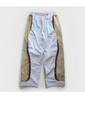 Nike White Track Pants with Tan Side Panels